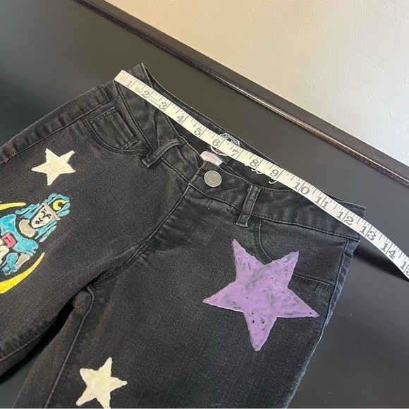 Hand painted One of a kind Denim jegging pants, sz 12 Youth (see measurements) - Picture 12 of 12